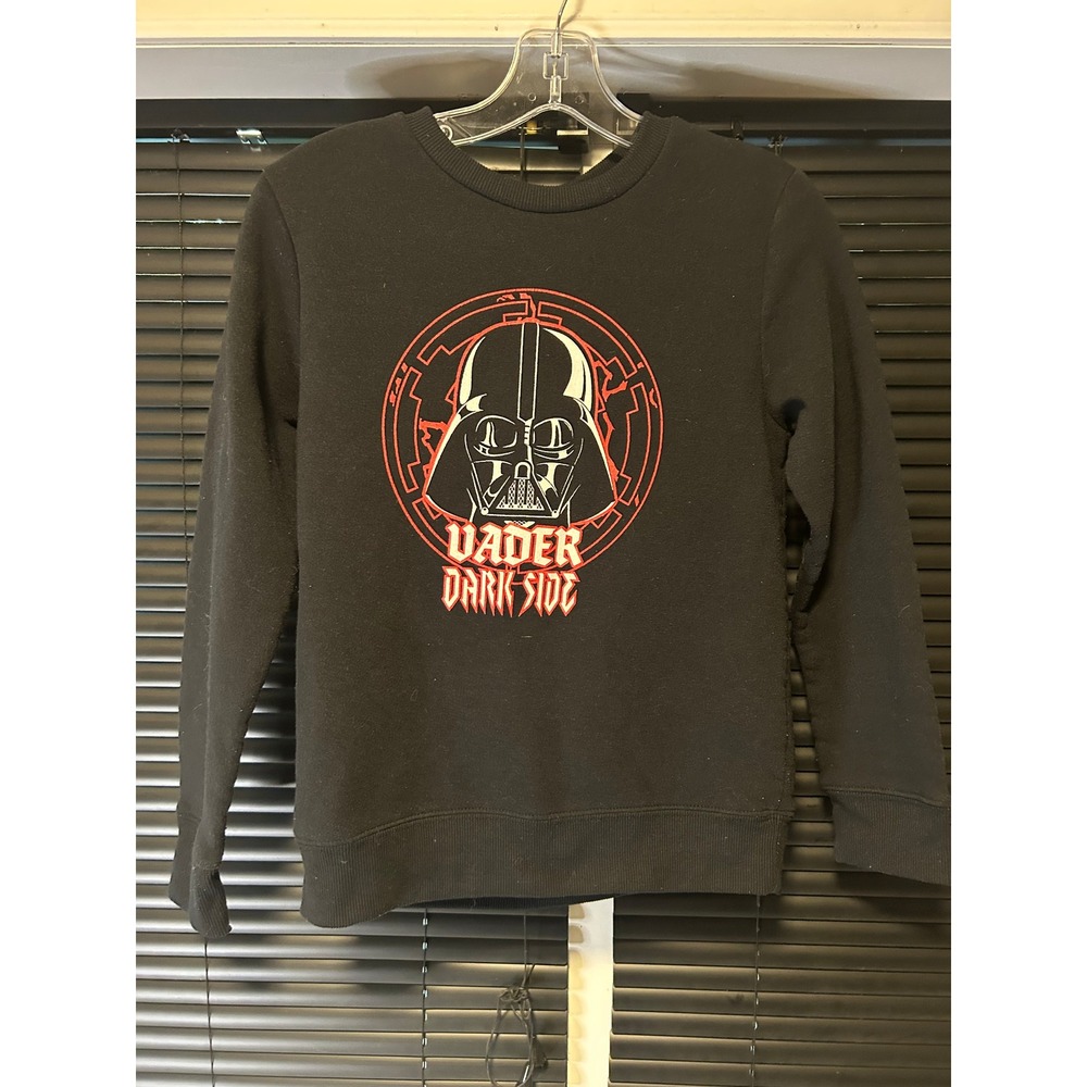 Star Wars Sweatshirt Boys Medium 10/12 Black Darth Vader Dark Side Graphic Crew